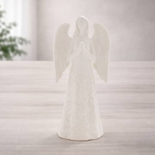 Melrose 9.75" White Praying Angel Ceramic Figurine